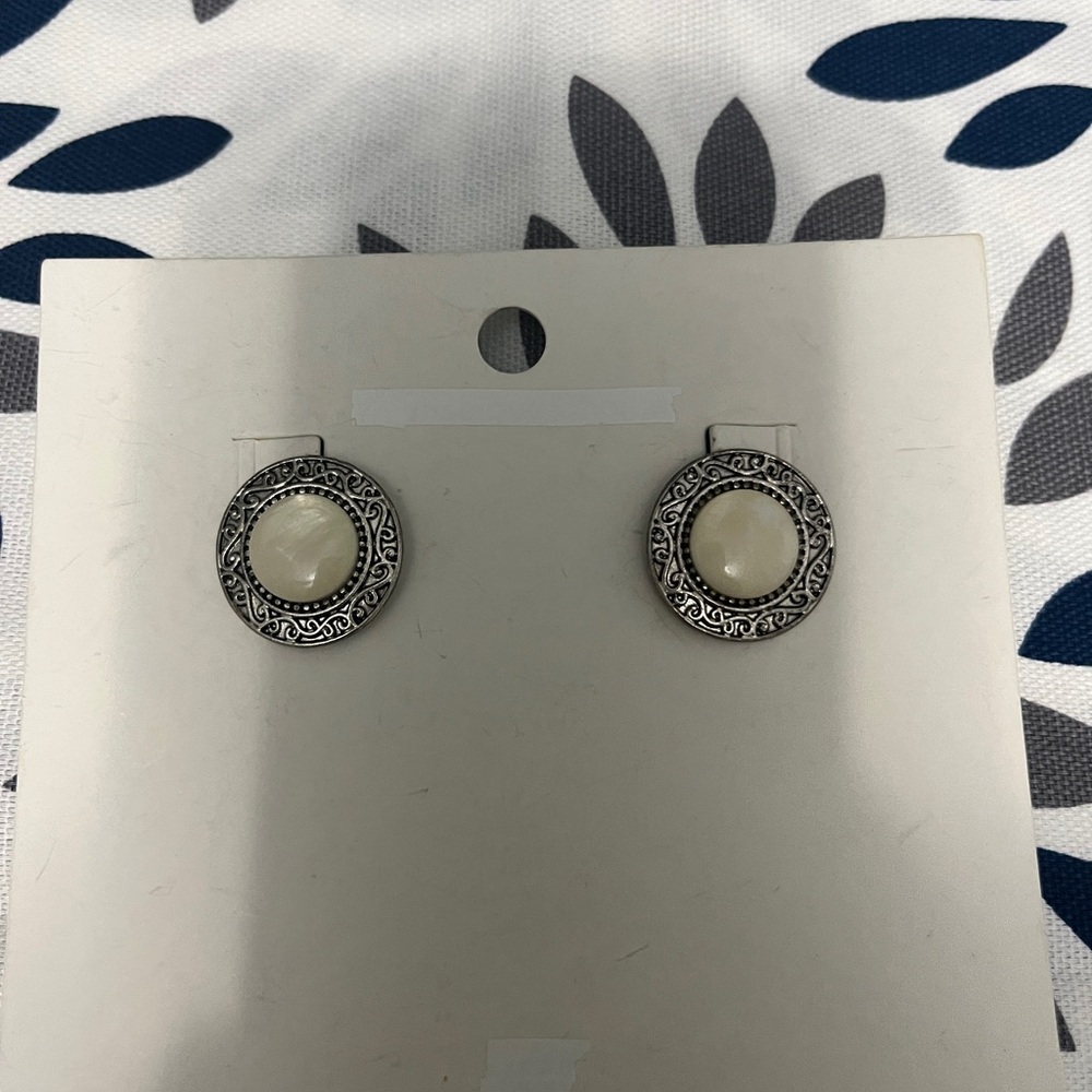 Silver and Cream Earrings